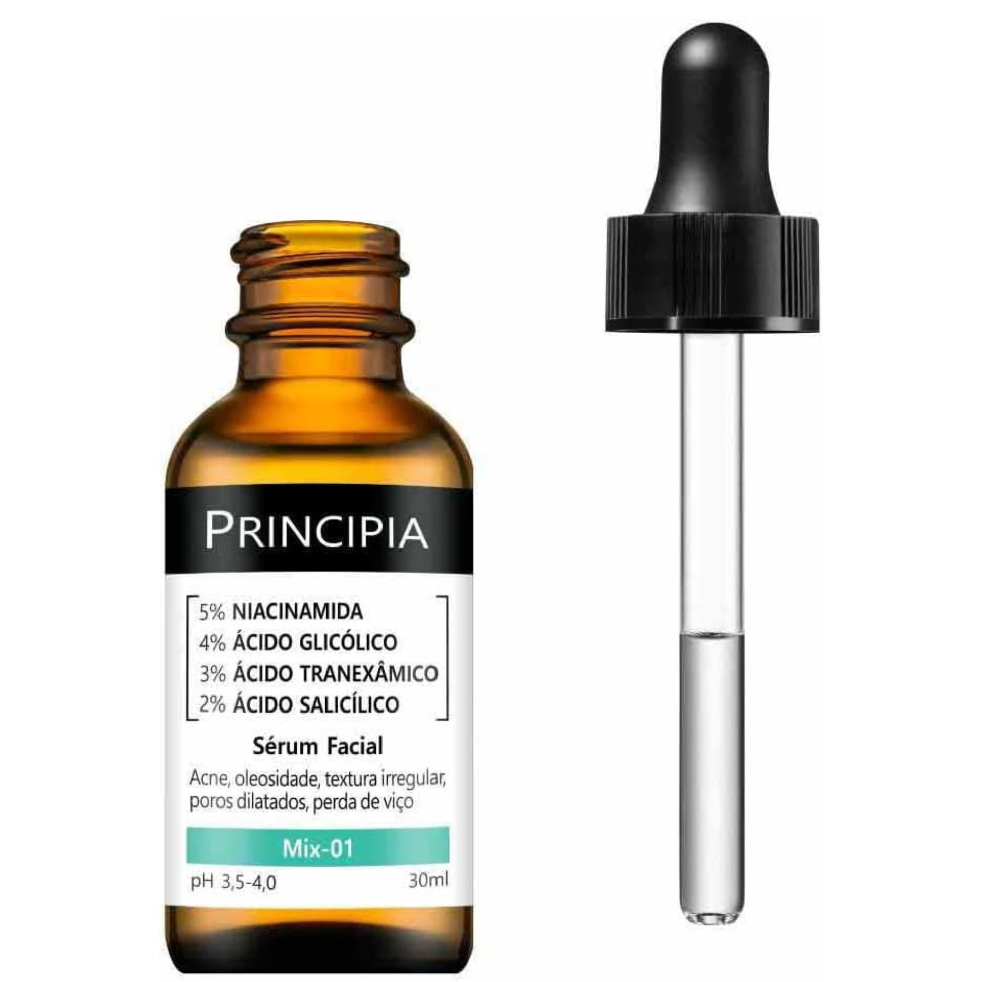 Sérum Facial 5% Niacinamida + 4% Glicólico + 3% Tranexâmico + 2% Salicílico (Mix-01) 30ml