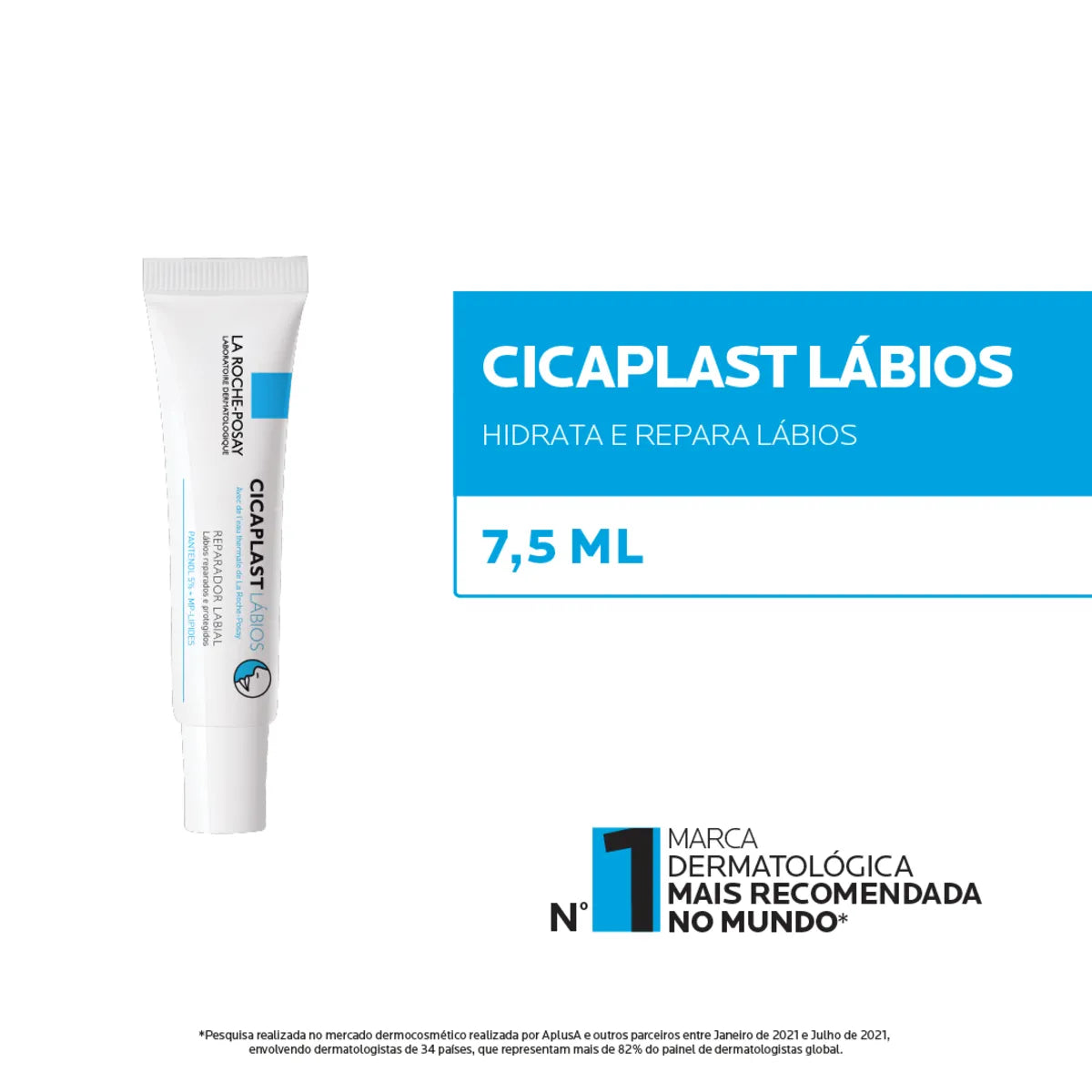 La Roche-Posay, Cicaplast Lábios 7,5ml, Reparador labial, hidratante para os lábios, calmante para a área dos lábios