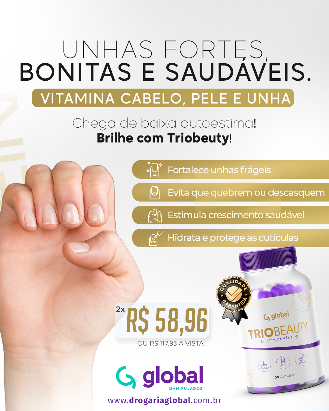 TRIOBEAUTY - Vitamina Cabelo, Pele e Unha – Nutrição Completa para Sua Beleza Natural
