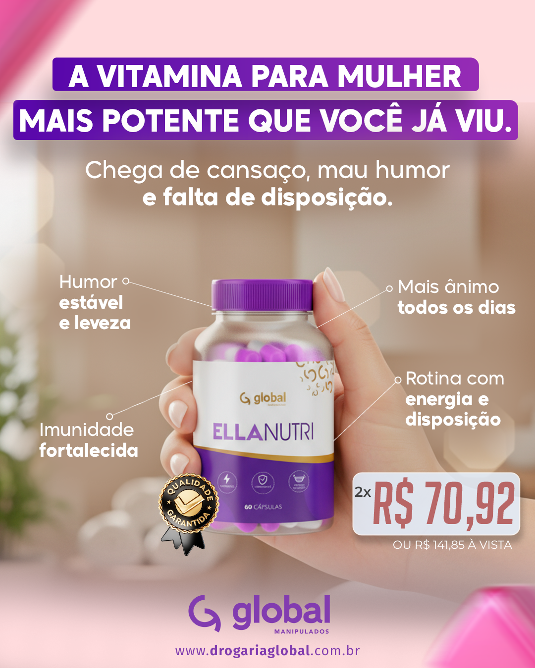 Vitamina da Mulher – Suporte Nutricional para Bem-Estar e Rotina Feminina | EllaNutri