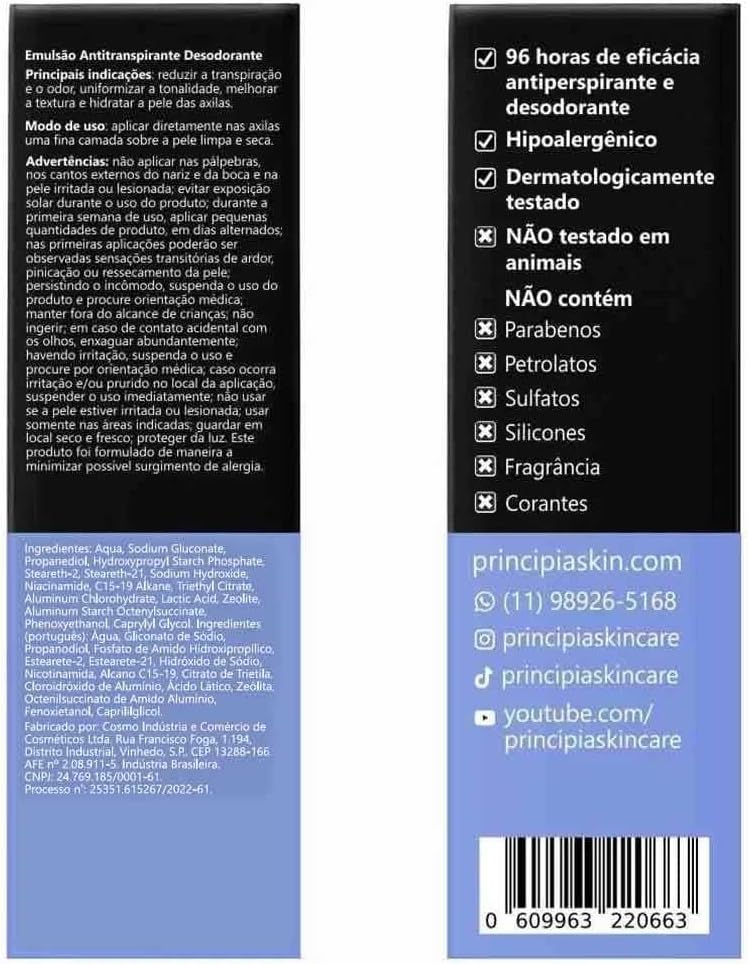 Principia AD-01 – Desodorante Antitranspirante Clareador 70ml