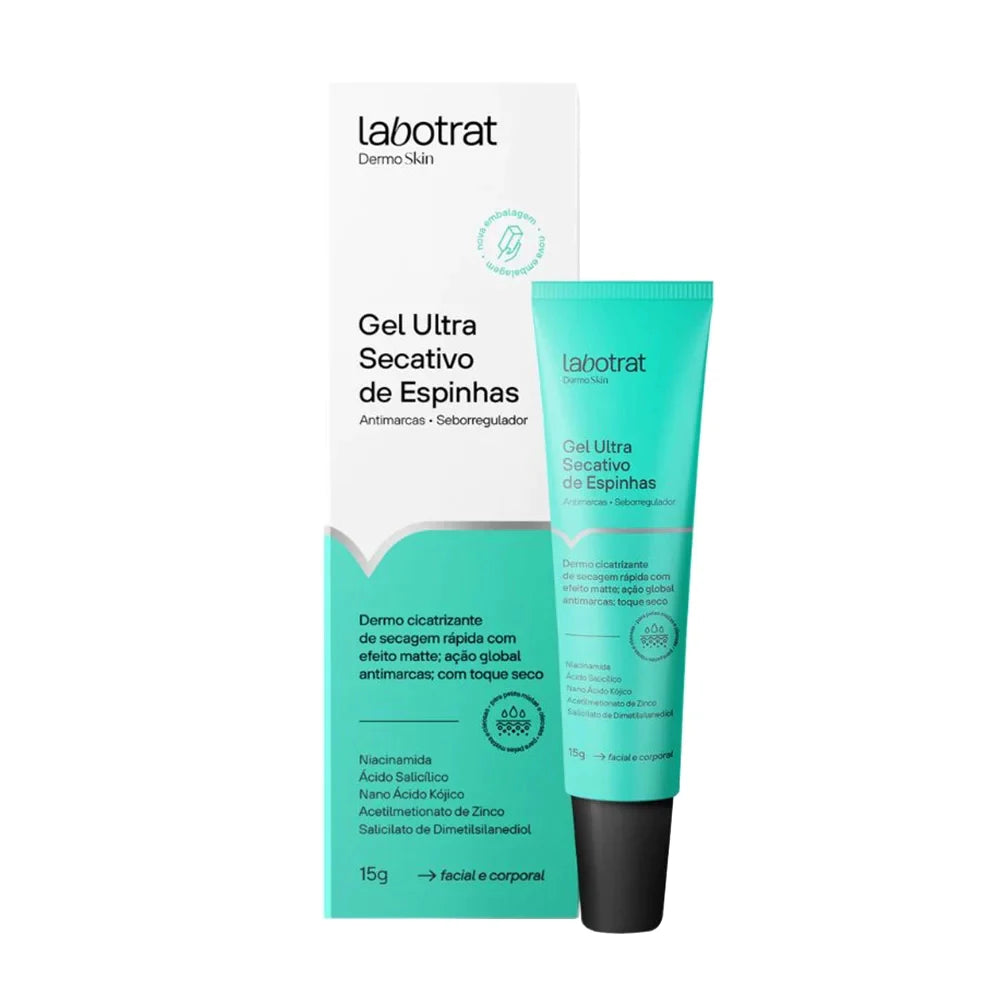 Gel Ultra Secativo de Espinhas Labotrat 15g – Antimarcas, Antiacne e Controle da Oleosidade com Ácido Salicílico e Niacinamida