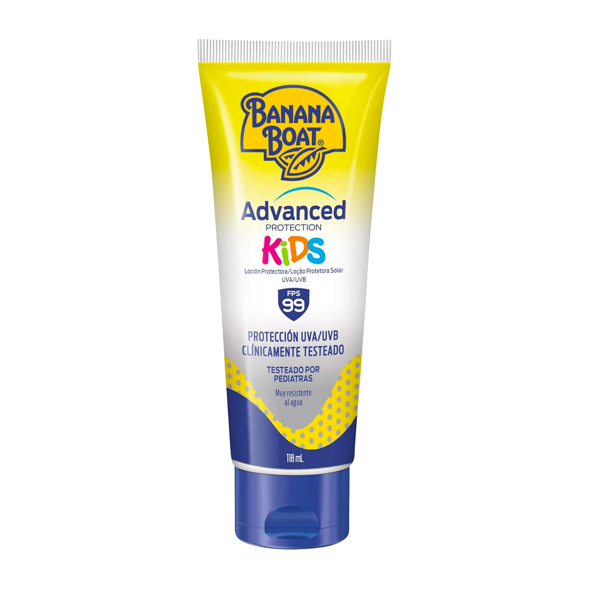 Banana Boat Protetor Solar Kids FPS 99 118ml – Resistente à Água, UVA/UVB, Não Oleoso