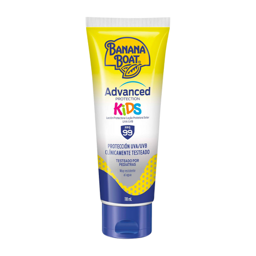 Banana Boat Protetor Solar Kids FPS 99 118ml – Resistente à Água, UVA/UVB, Não Oleoso