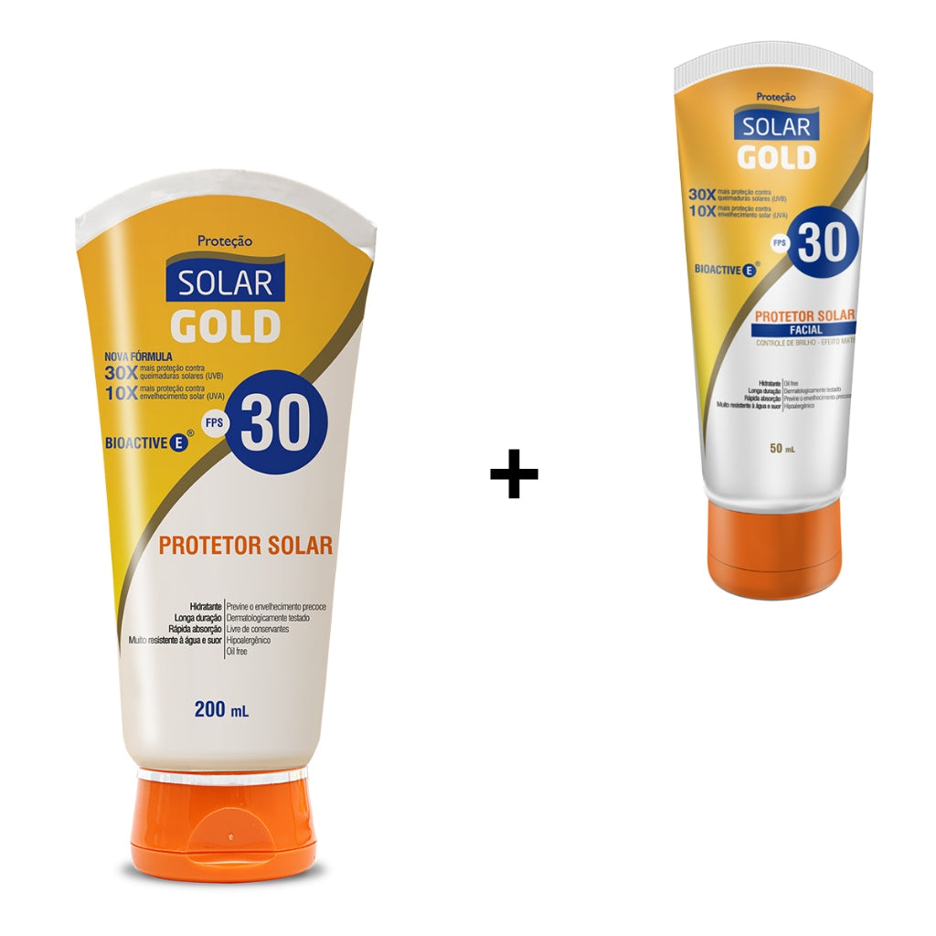 Kit Protetor Solar Gold FPS 30 Corporal 200ml + Facial 50ml