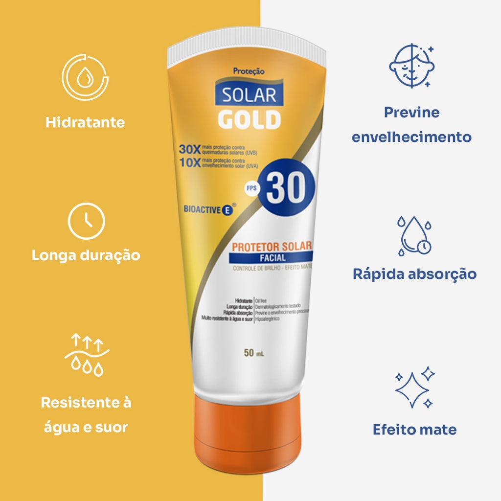 Kit Protetor Solar Gold FPS 30 Corporal 200ml + Facial 50ml