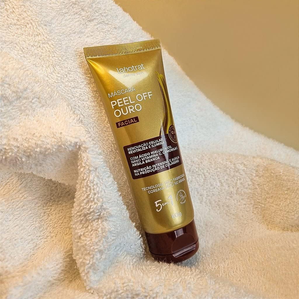 Máscara Facial Peel Off Ouro Labotrat 60g – Revitalização, Clareamento e Hidratação com Ácido Hialurônico e Ouro