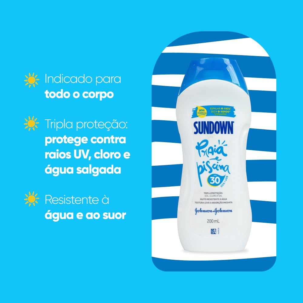 Protetor Solar Corpo e Rosto Sundown® Praia e Piscina FPS 30