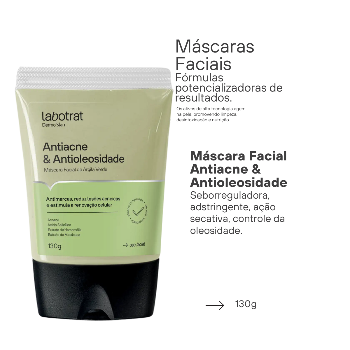Labotrat Máscara Argila Verde Antiacne e Antioleosidade 130g
